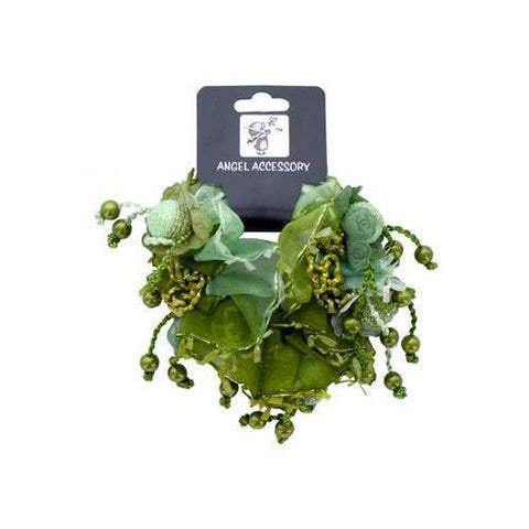 hair scrunchi flowers/beads assorted colors ( Case of 48 )
