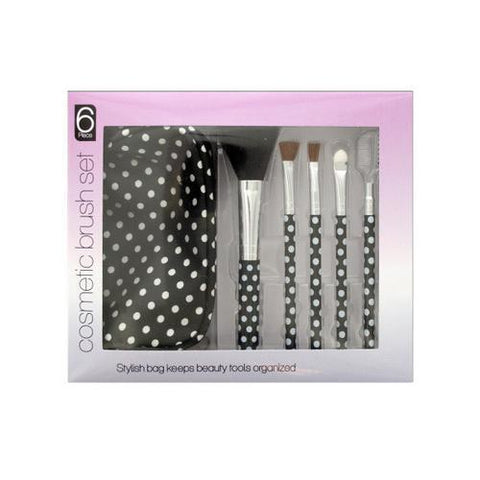 Polka Dot Cosmetic Brush Set with Stylish Bag ( Case of 12 )