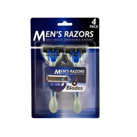 Men's 6 Blade Soft Shave Disposable Razors ( Case of 4 )
