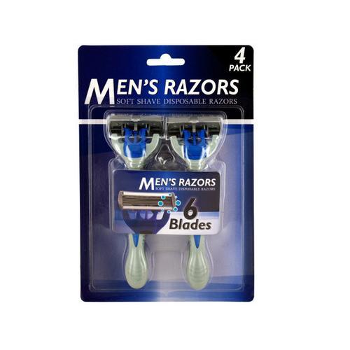 Men's 6 Blade Soft Shave Disposable Razors ( Case of 8 )
