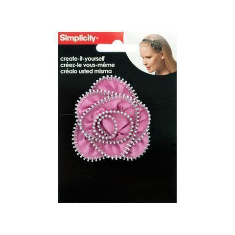 Pink & Silver Zipper Rosette Headband Accent ( Case of 18 )