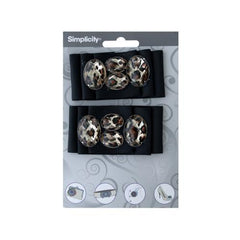 simplicity black ribbon with leopard print jewels accent ( Case of 72 )