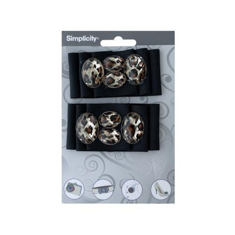 simplicity black ribbon with leopard print jewels accent ( Case of 96 )