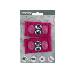 Hot Pink Ribbon with Gems Headband Accent Set ( Case of 72 )