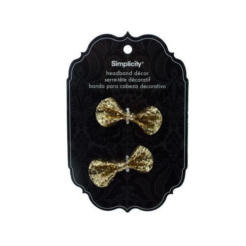 simplicity 2 piece gold sequin bow headband decor ( Case of 48 )