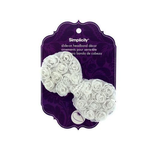 simplicity white ruffle feather slide on headband accent ( Case of 24 )