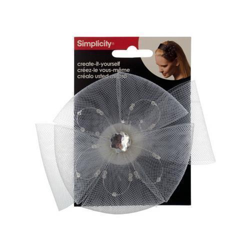 simplicity white tulle bow w/gem headband accent ( Case of 96 )