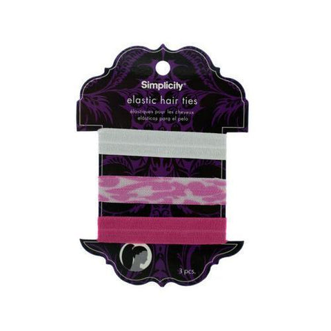 simplicity 3 pack elastic hair ties white/pink/pink leopard ( Case of 72 )